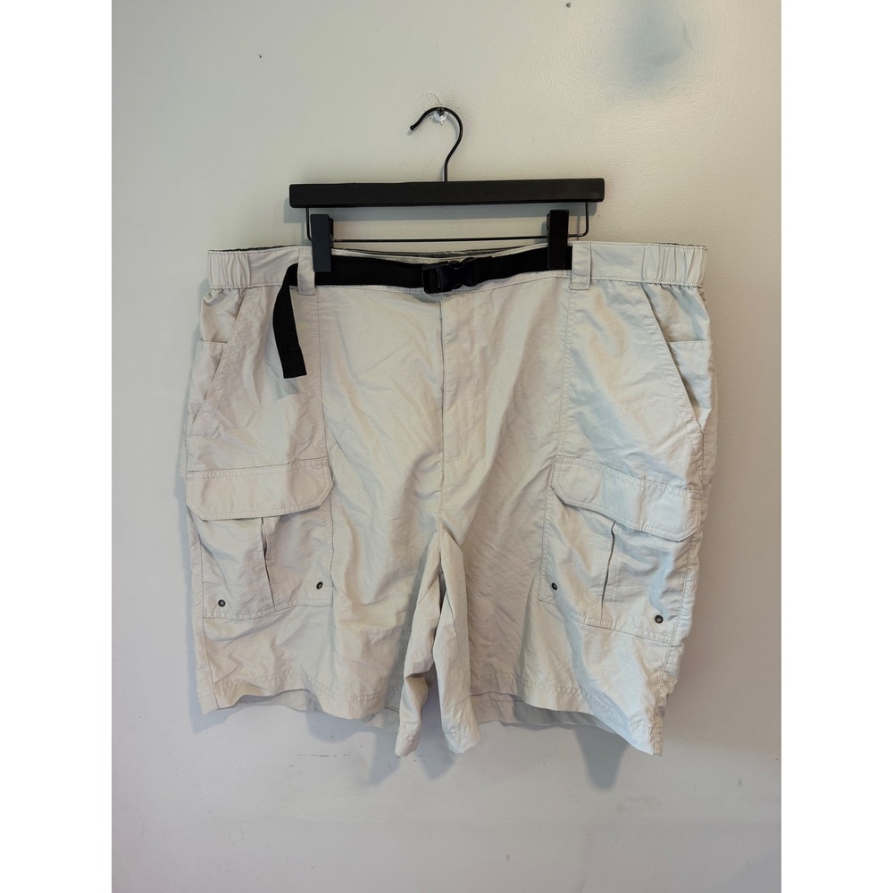 Outdoor Life Mens Cargo Shorts Beige Nylon Ribstop Belted Hiking Size 44 742044